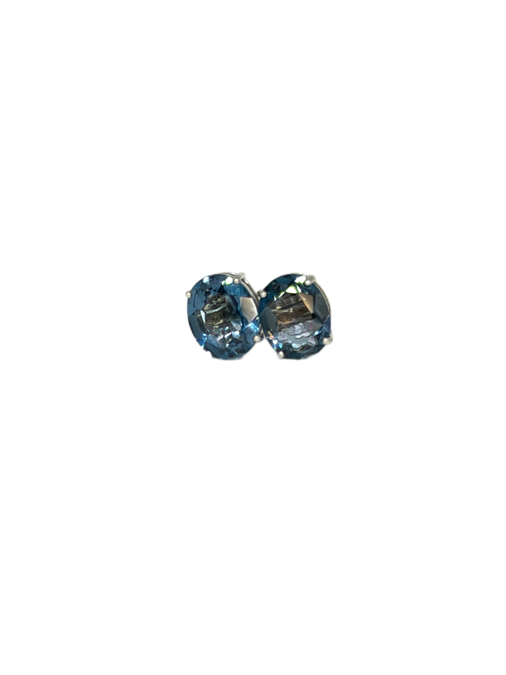 London Blue Topaz Stud Earrings 8x10mm 3CT, Large London Blue Topaz Stud Earrings