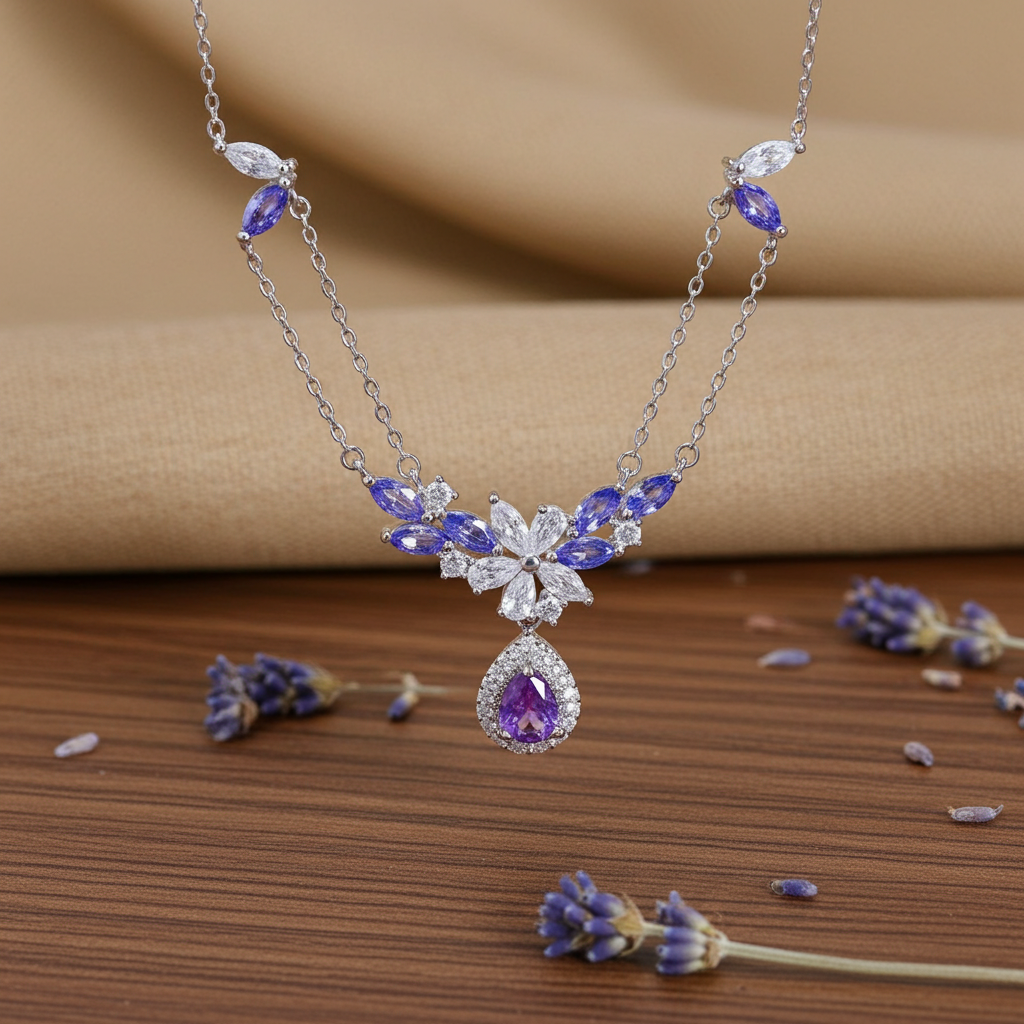 Purple Tanzanite and Amethyst Statement Necklace