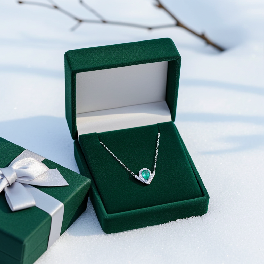 Natural Emerald Teardrop Pendant Necklace 5x7mm