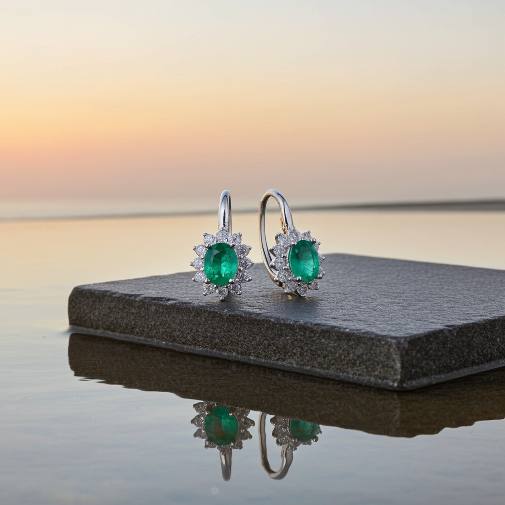 Natural Emerald Dangle Earrings 4x5mm, Emerald Earrings 925 Sterling Silver