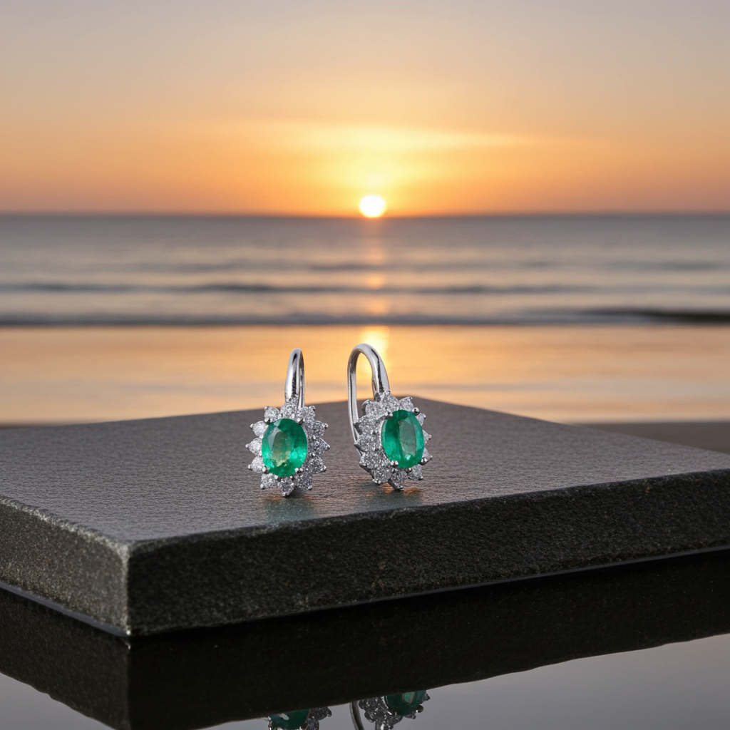 Natural Emerald Dangle Earrings 4x5mm, Emerald Earrings 925 Sterling Silver