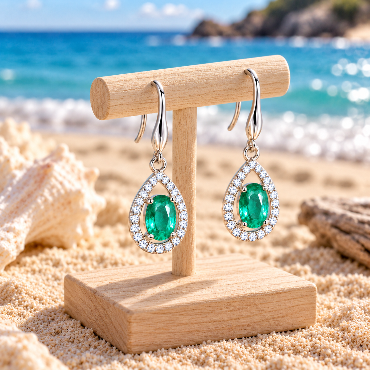 Genuine Colombian Emerald Dangle Earrings 4x6mm, Natural Emerald Earrings