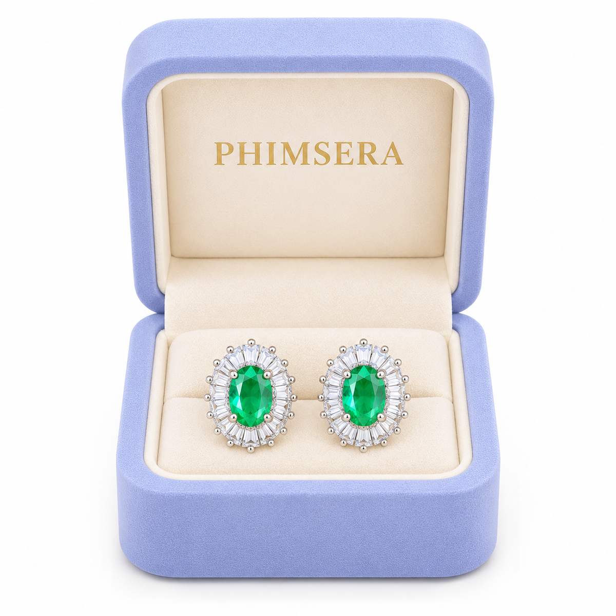 Colombian Emerald Stud Earrings Sterling Silver 4x6mm