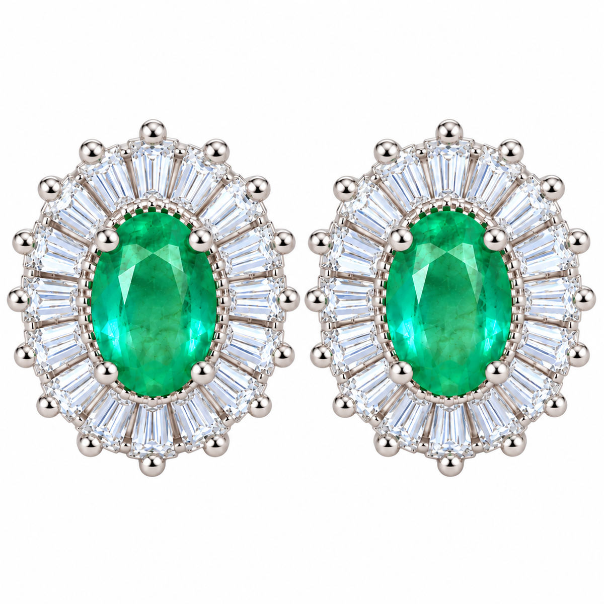 Colombian Emerald Stud Earrings Sterling Silver 4x6mm