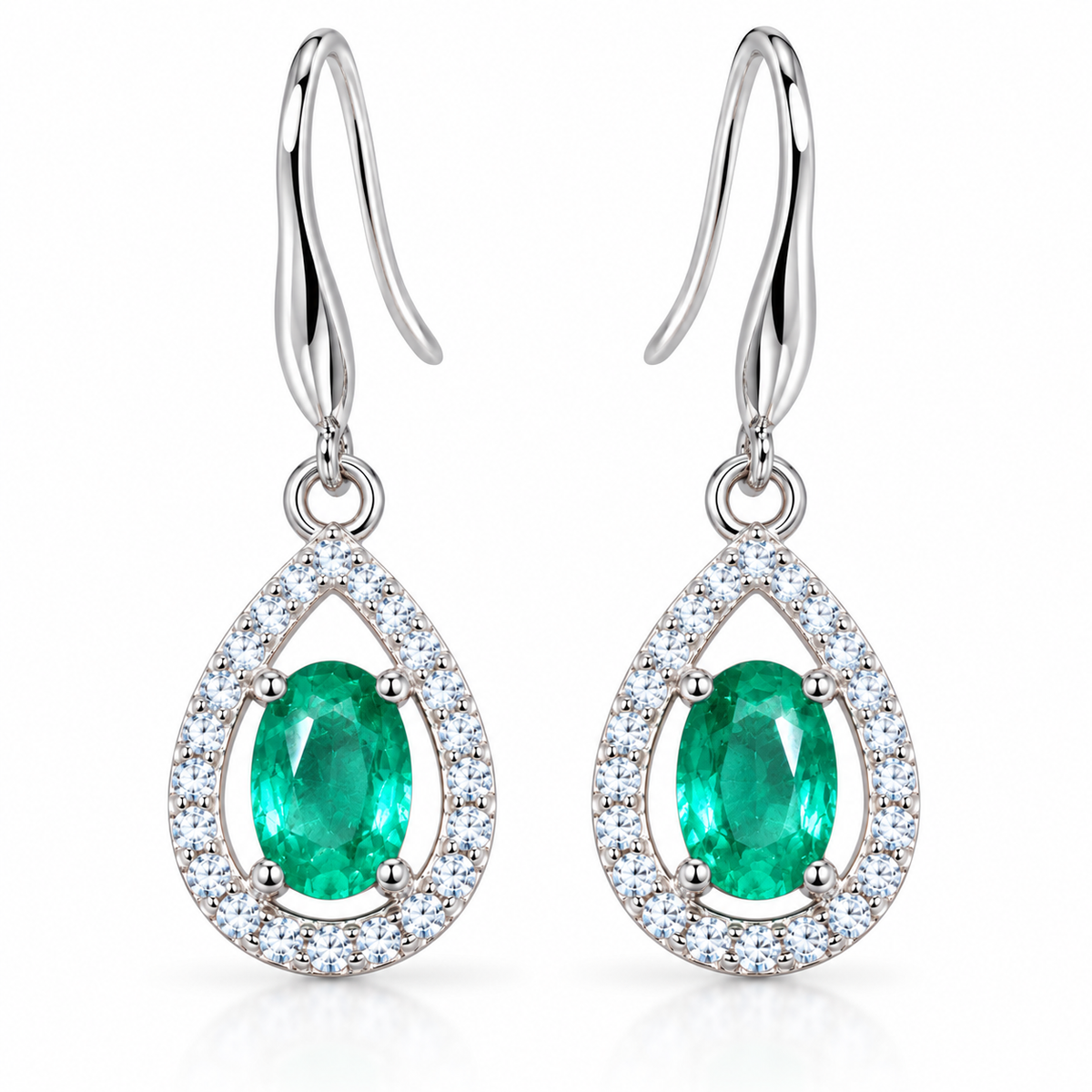 Genuine Colombian Emerald Dangle Earrings 4x6mm, Natural Emerald Earrings
