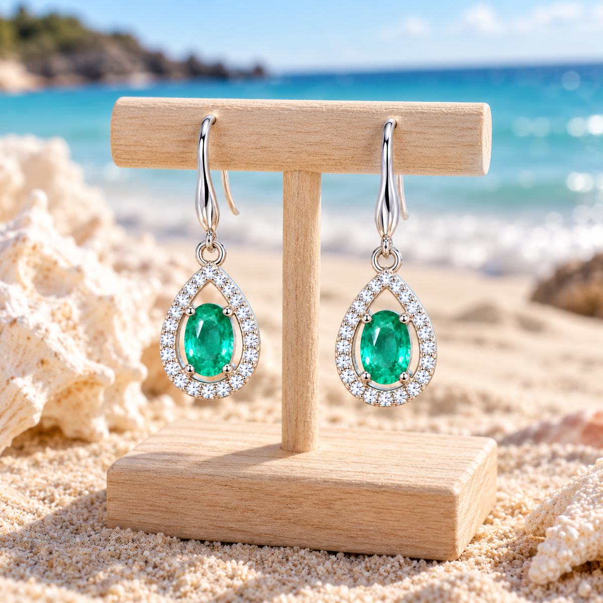 Genuine Colombian Emerald Dangle Earrings 4x6mm, Natural Emerald Earrings
