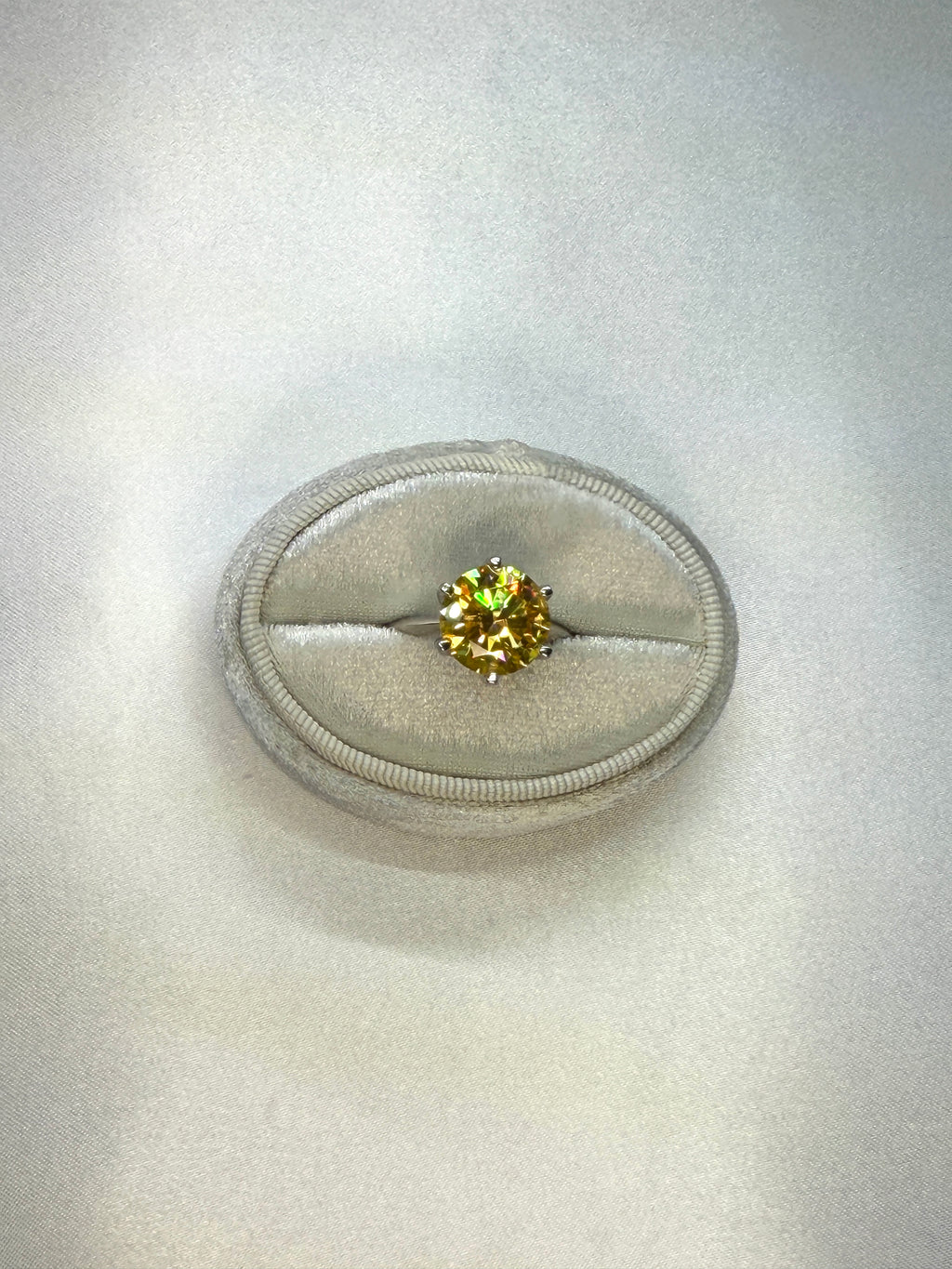 5 Carat Round Cut Yellow Moissanite Ring, 925 Sterling Silver Moissanite Ring