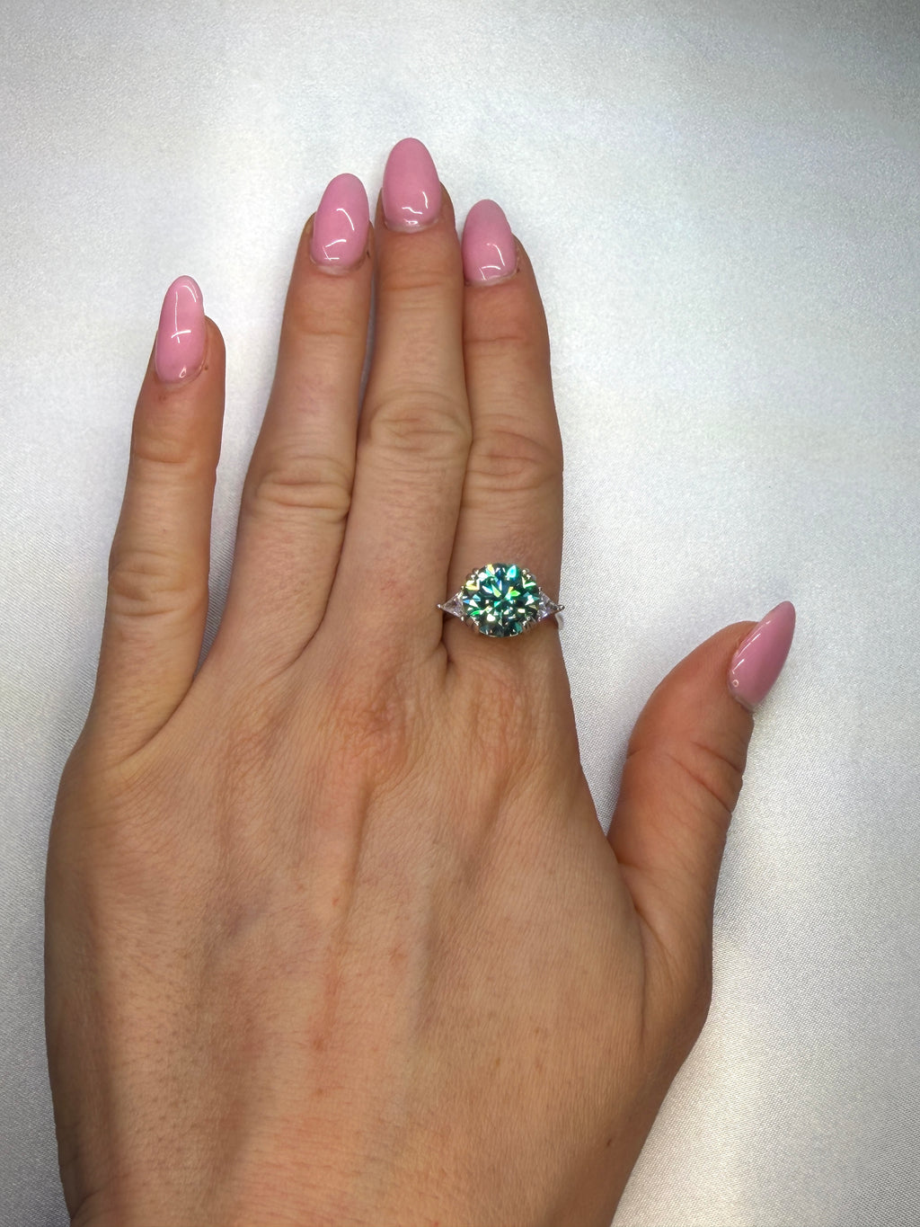 VVS1 5 Carat Green Moissanite Cocktail Ring Platinum Plated