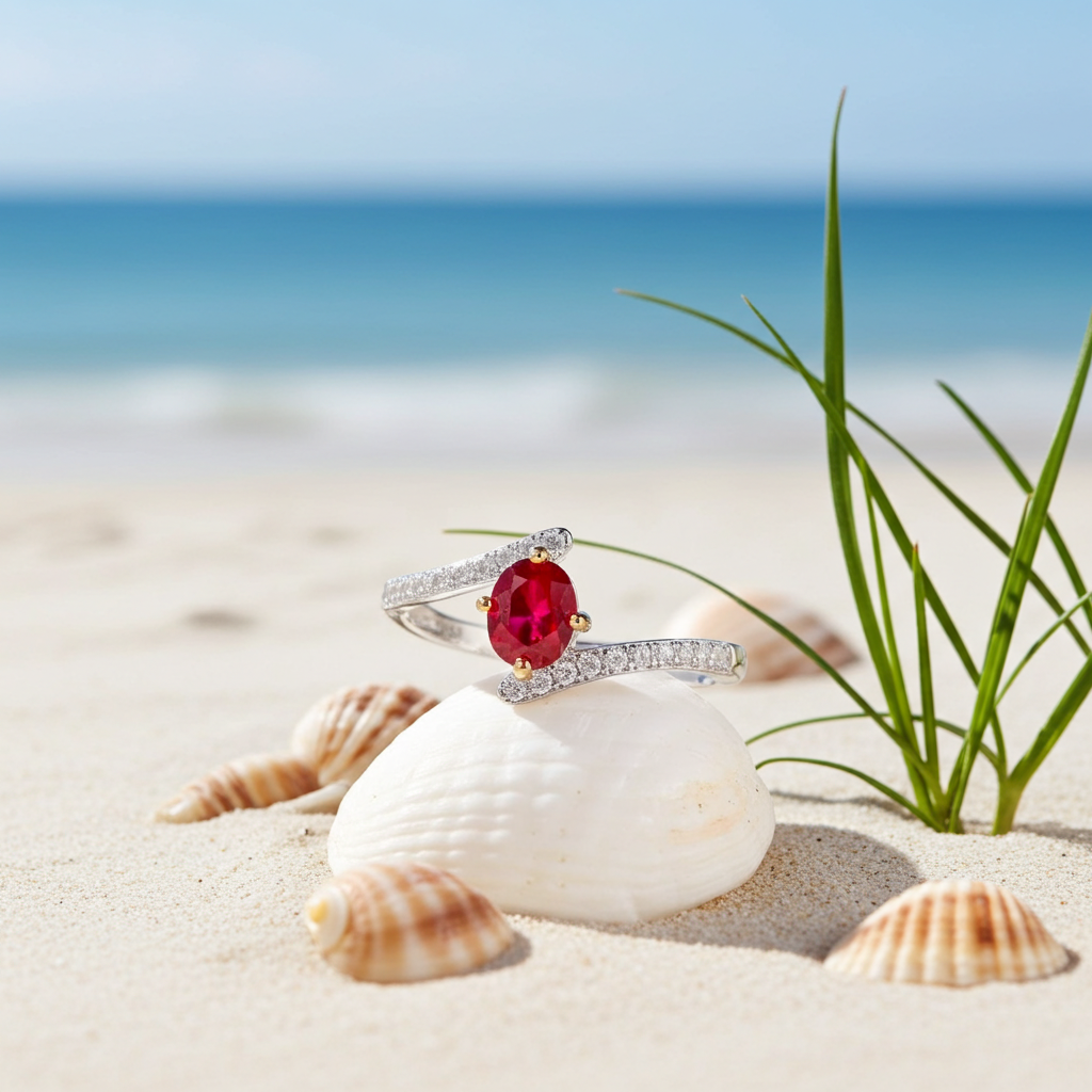 Natural Burma Ruby Band Ring, Women's Natural Ruby Cocktail Ring