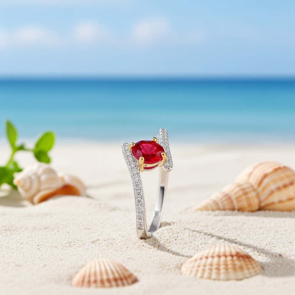 Natural Burma Ruby Band Ring, Women's Natural Ruby Cocktail Ring
