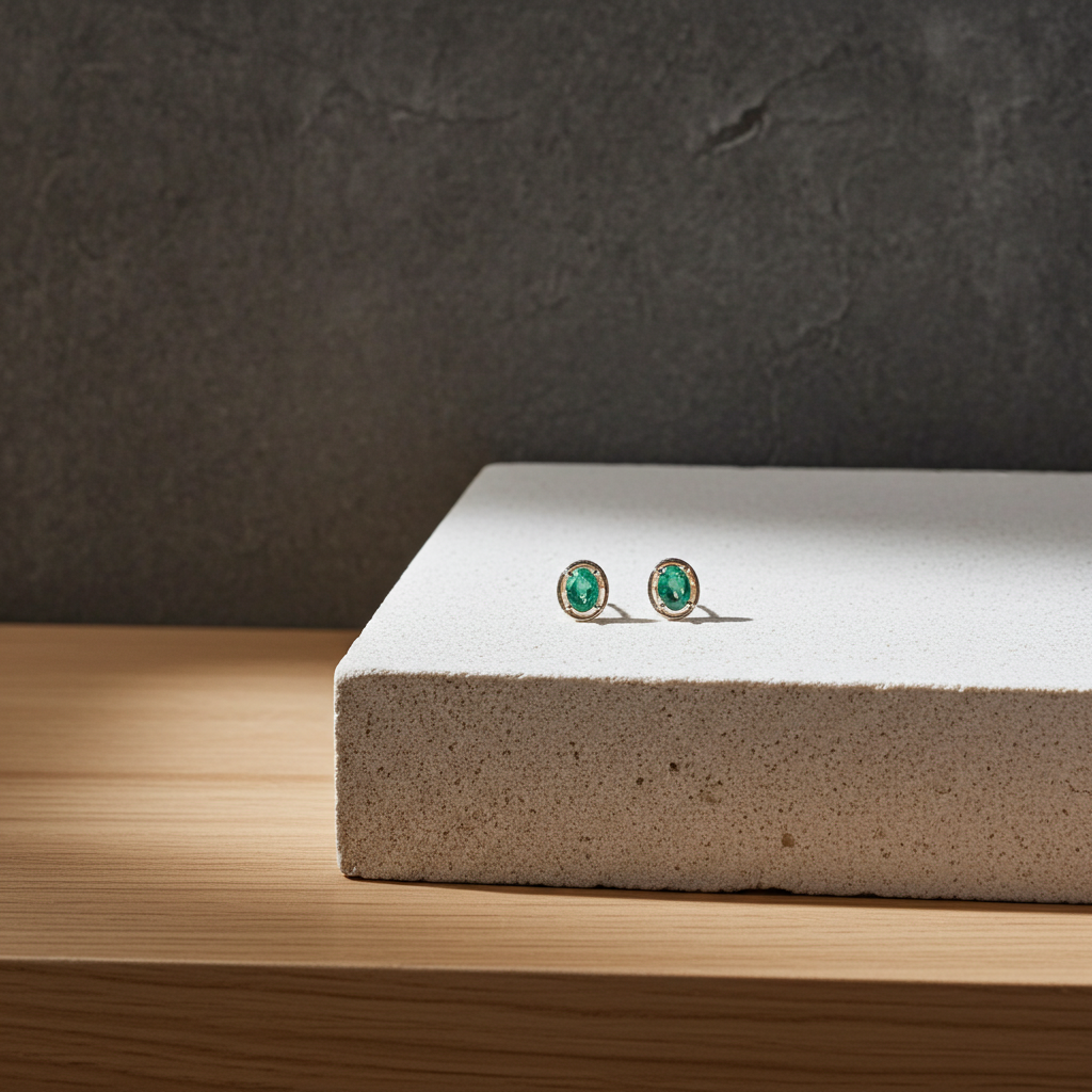 Colombian Emerald Stud Earrings 4x5mm 925 Sterling Silver
