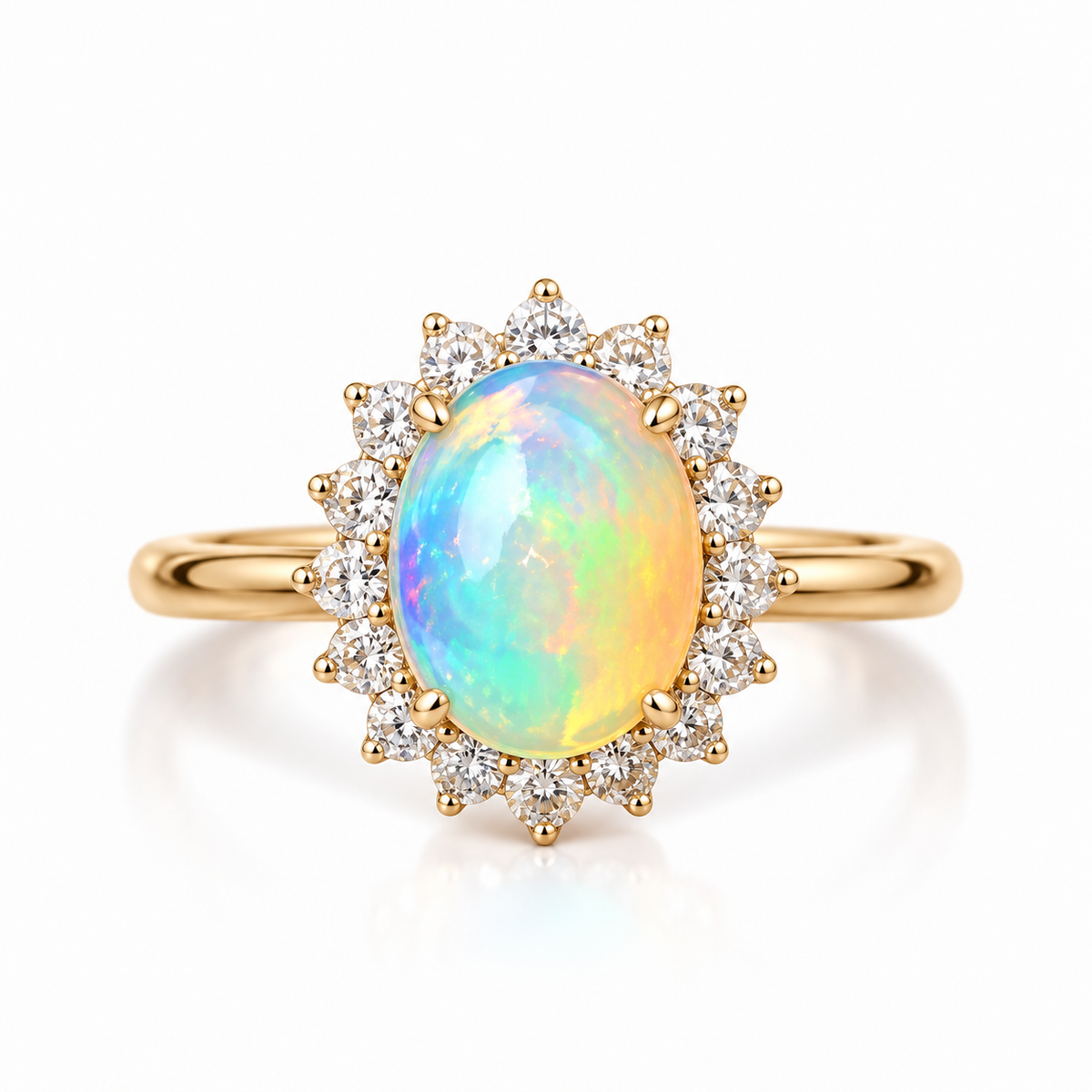Australian Fire Opal Ring 8x10mm 925 Sterling Silver