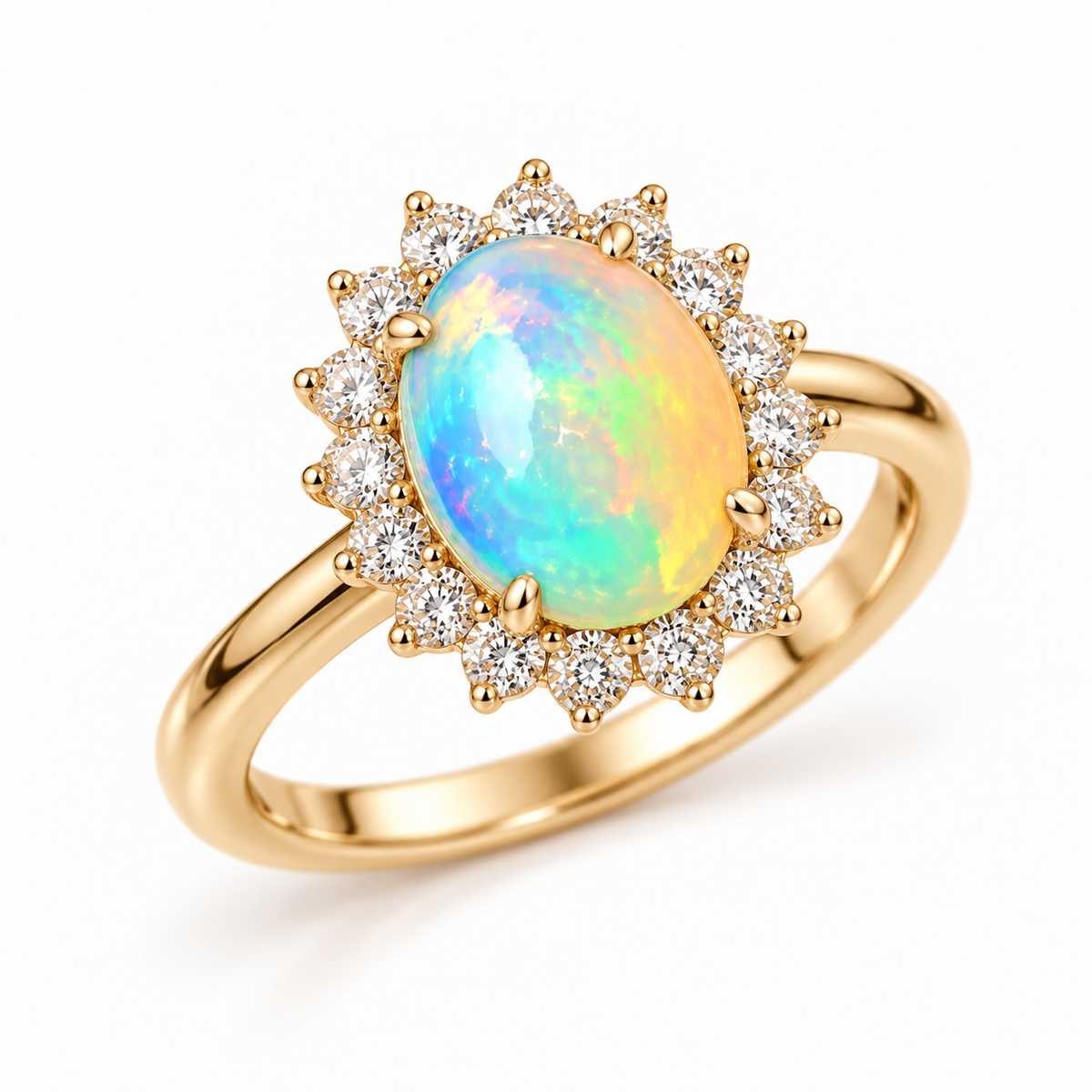 Australian Fire Opal Ring 8x10mm 925 Sterling Silver