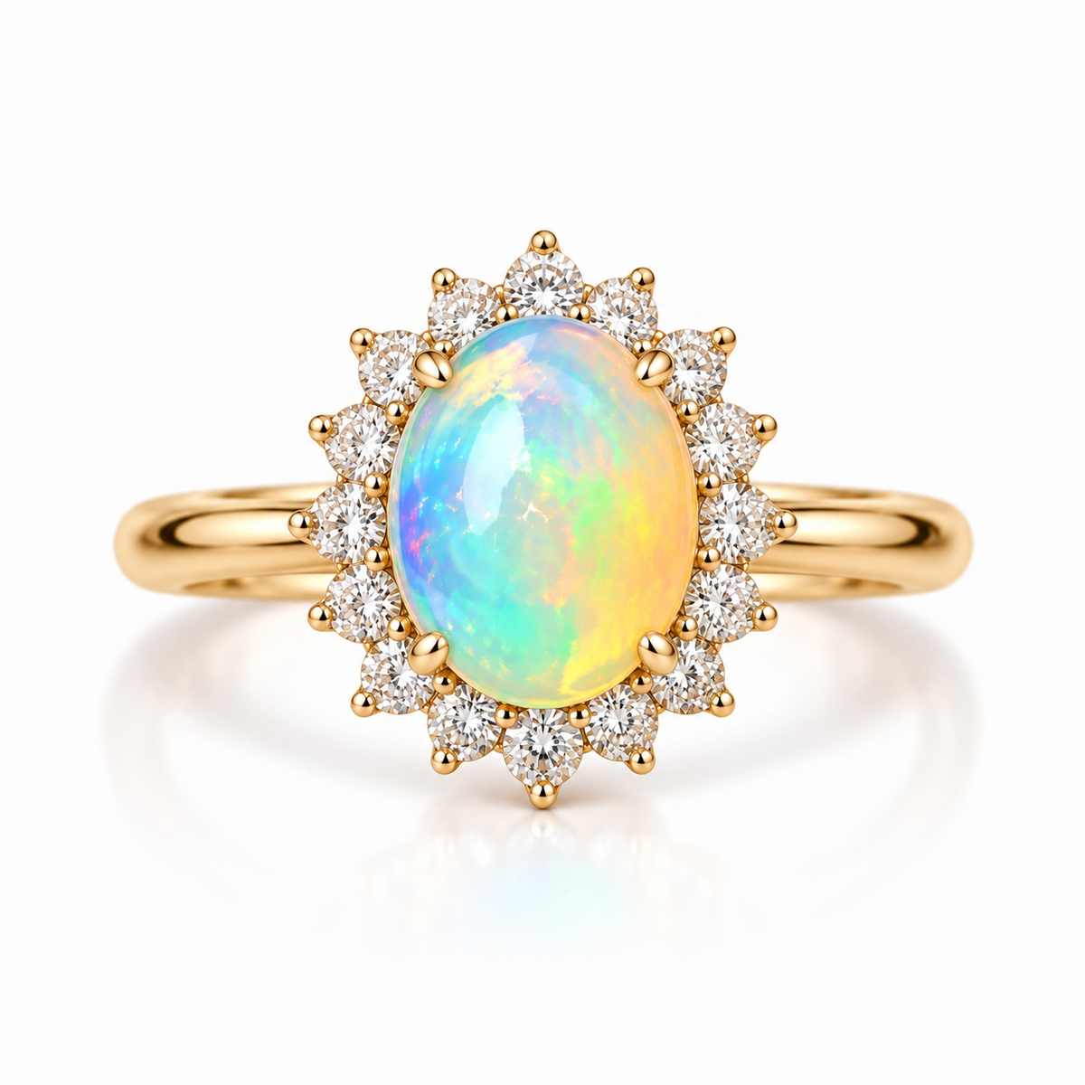 Australian Fire Opal Ring 8x10mm 925 Sterling Silver