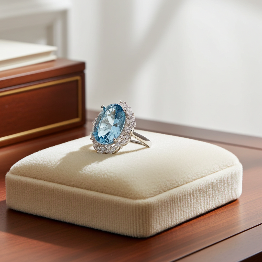 Oval Cut Sky Blue Topaz Gemstone Ring 10x14mm