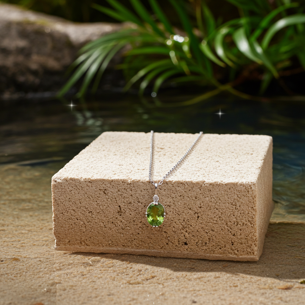 1.25 Carat Peridot Pendant Necklace, August Birthstone Peridot