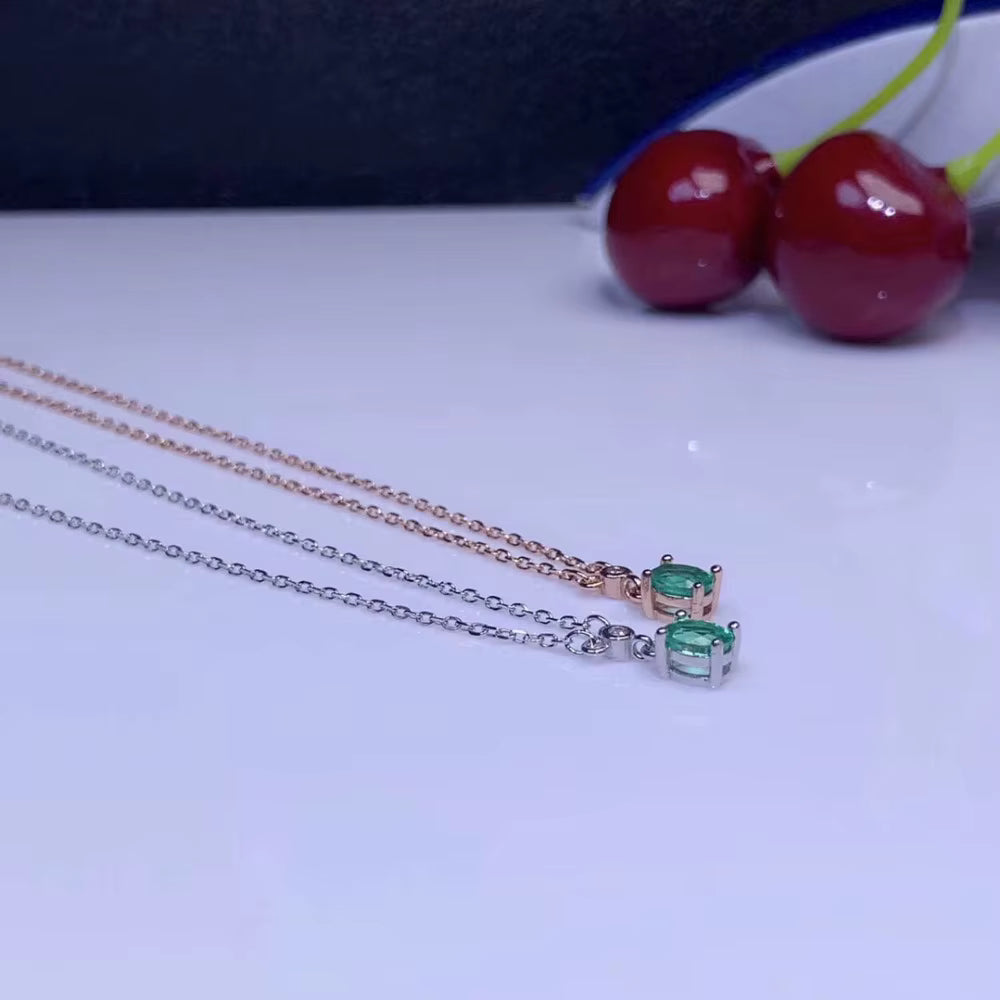 Natural Mined Colombian Emerald Pendant Necklace 4x5mm