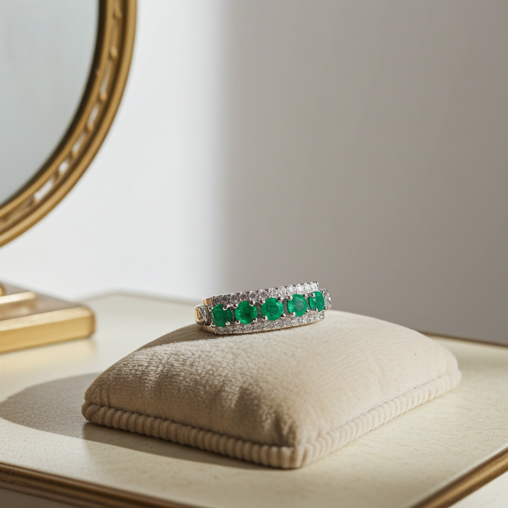 Colombian Emerald Band Ring, Natural Emerald Band Ring 3mm Sterling Silver