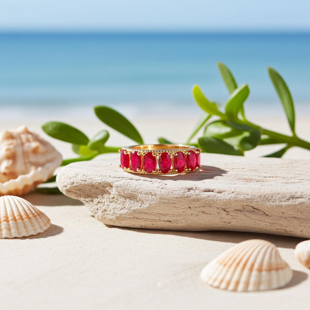 Natural Ruby Band Ring – 3x5mm Oval Ruby 925 Sterling Silver | PHIMSERA
