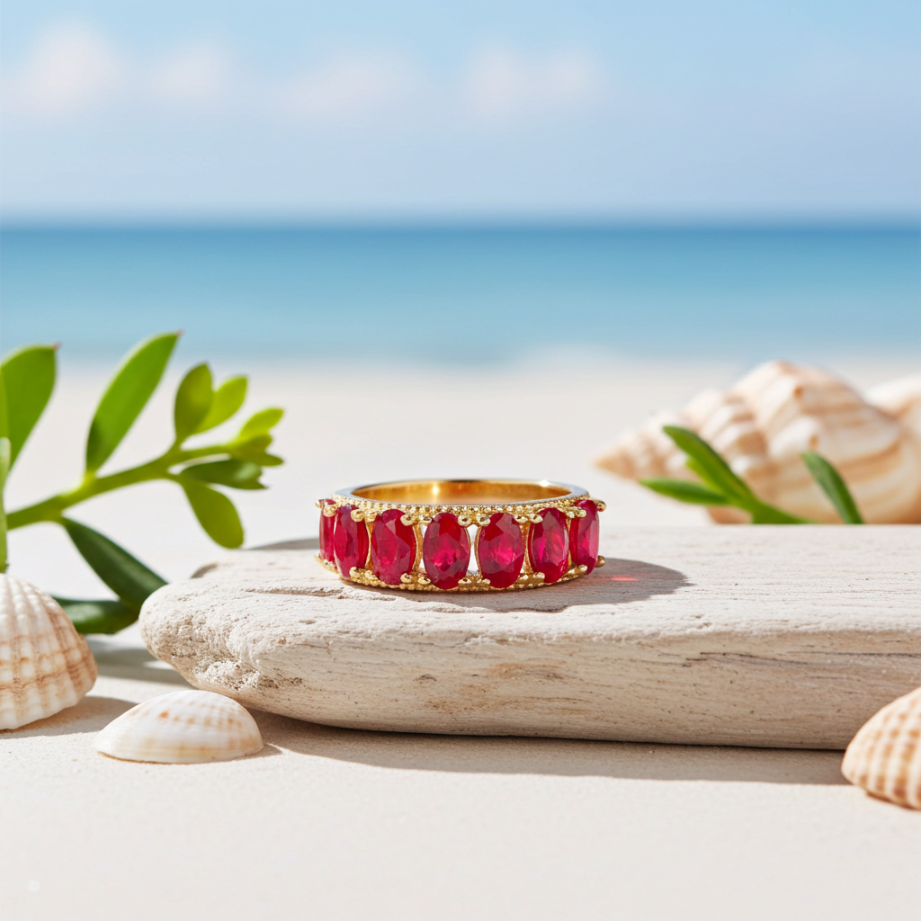 Natural Ruby Band Ring – 3x5mm Oval Ruby 925 Sterling Silver | PHIMSERA