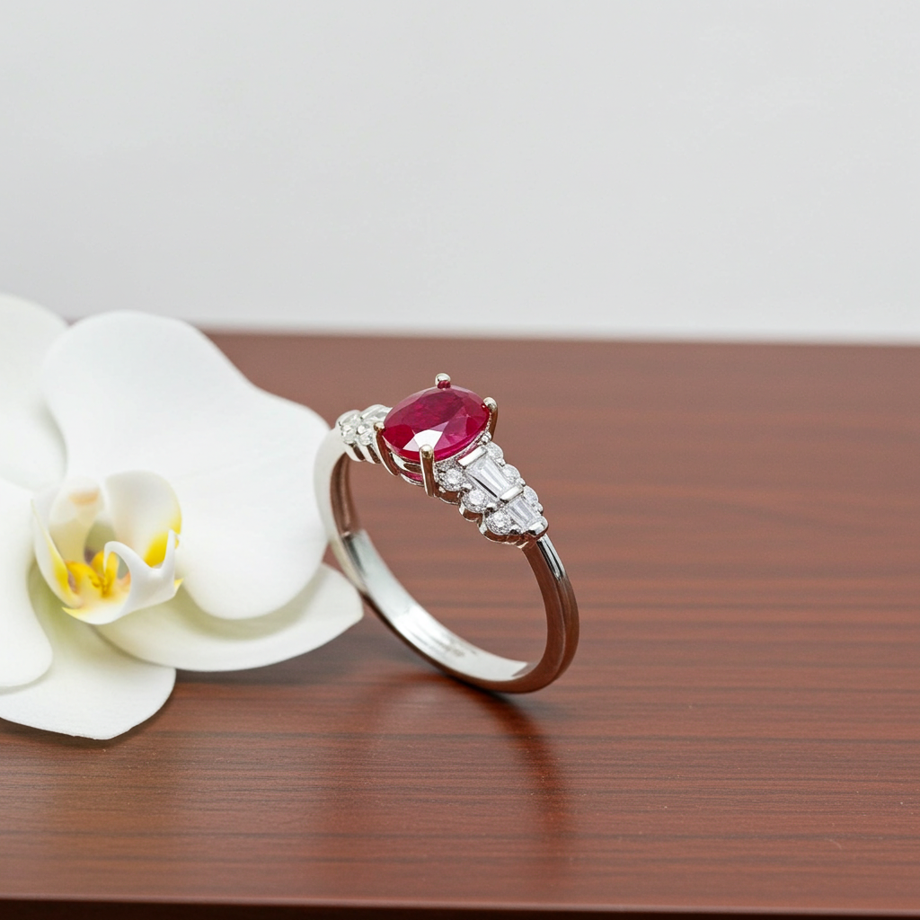 Dainty Ruby Ring 3x4mm Natural Burma Ruby