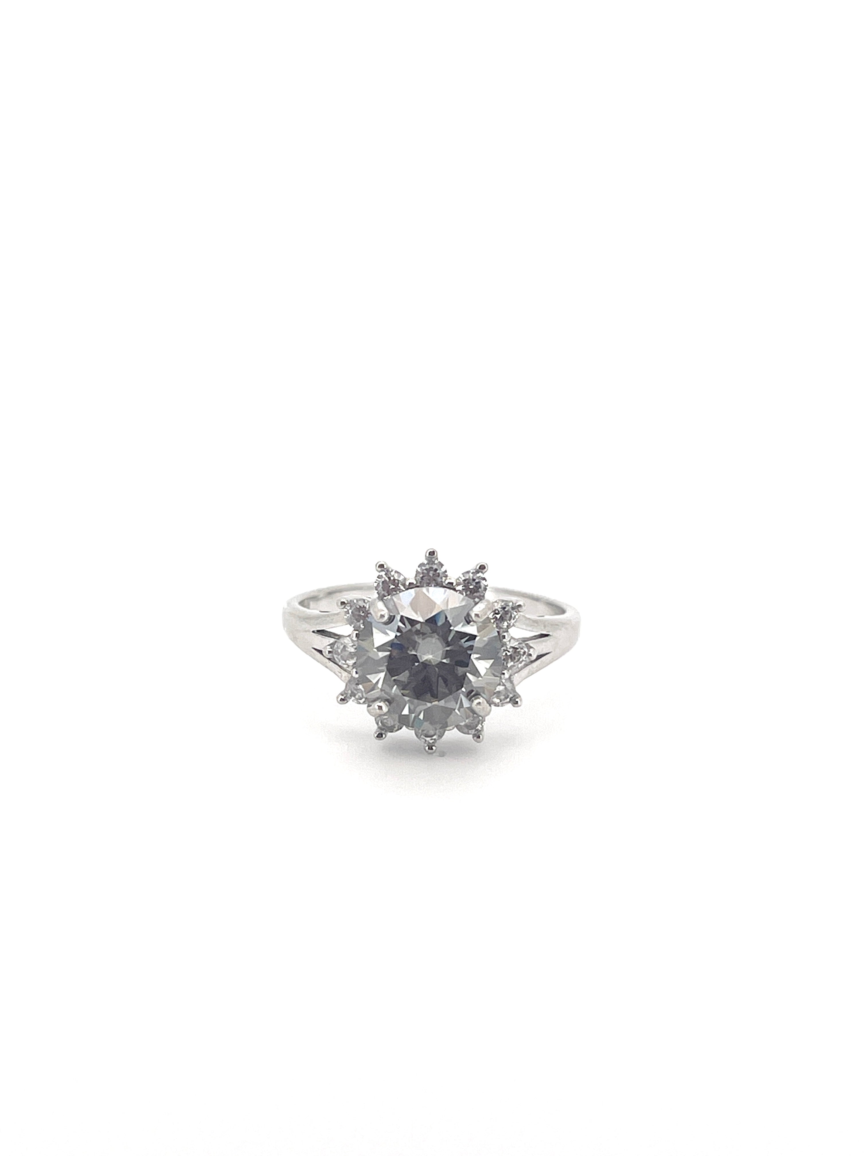 3CT VVS1 Round Brilliant Cut Gray Moissanite Ring