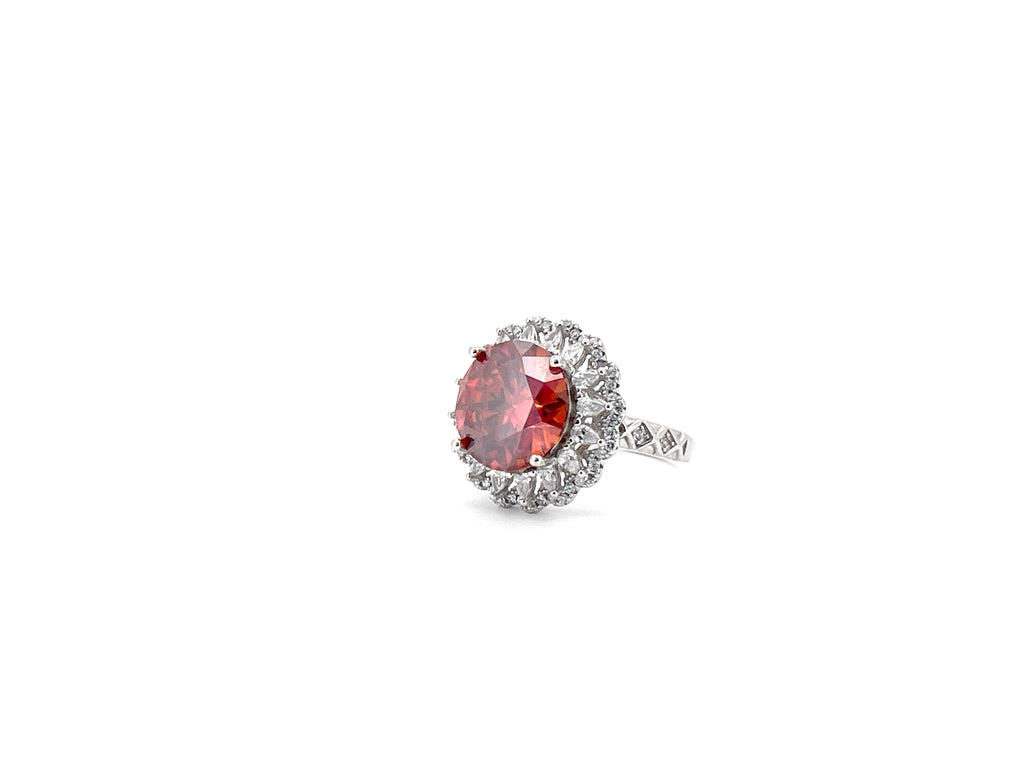 5CT VVS1 Round Brilliant Cut Red Moissanite Ring, Red Moissanite, Red Moissanite Ring, Red Moissanite Jewelry, Garnet Red Moissanite, Red Moissanite Rings, 5 Carat Red Moissanite Ring