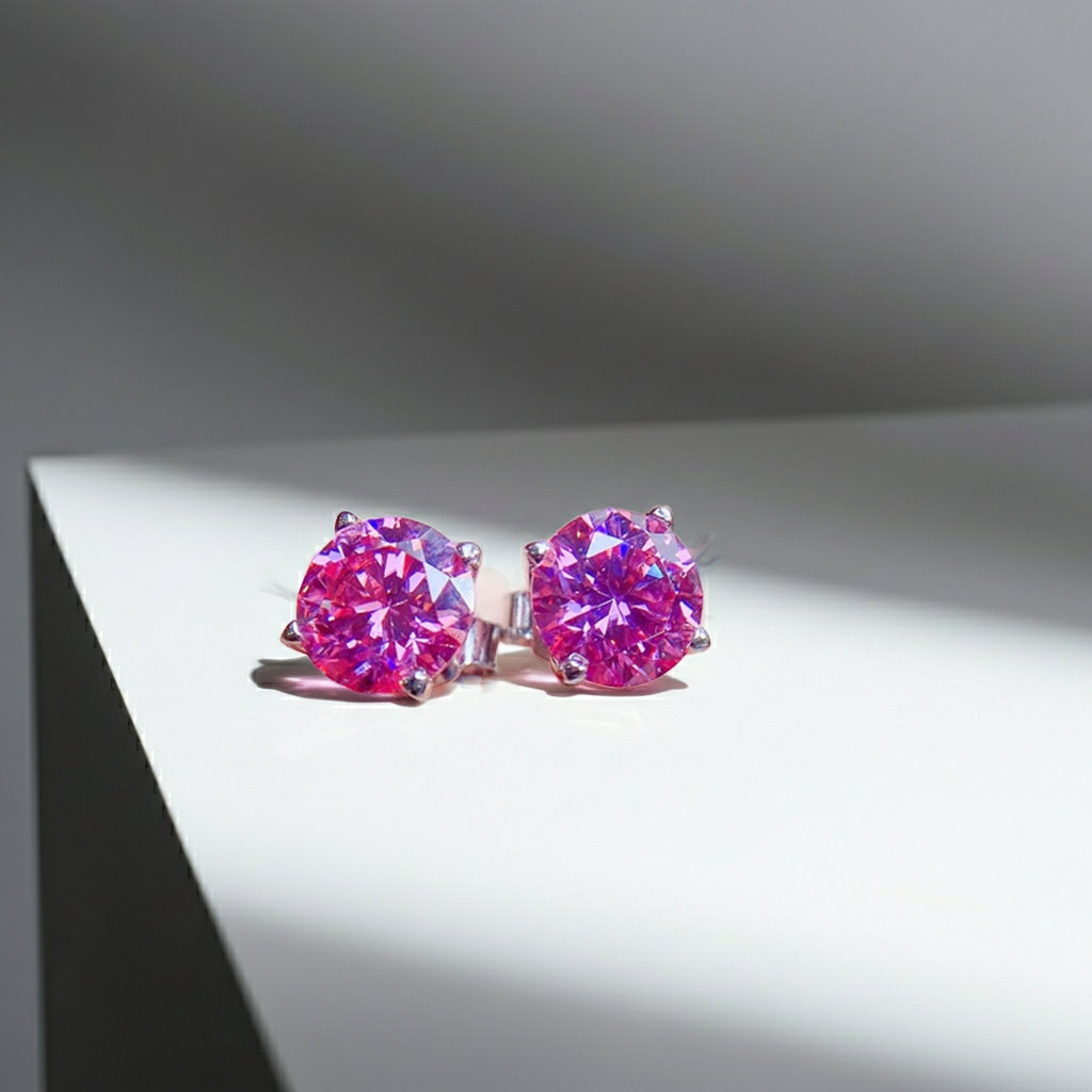 VVS1 1 CT Pink Moissanite Earrings 925 Sterling Silver