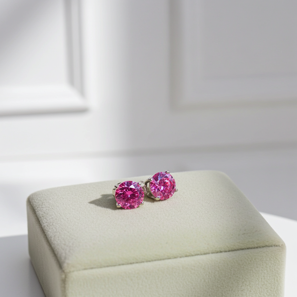 VVS1 1 CT Pink Moissanite Earrings 925 Sterling Silver