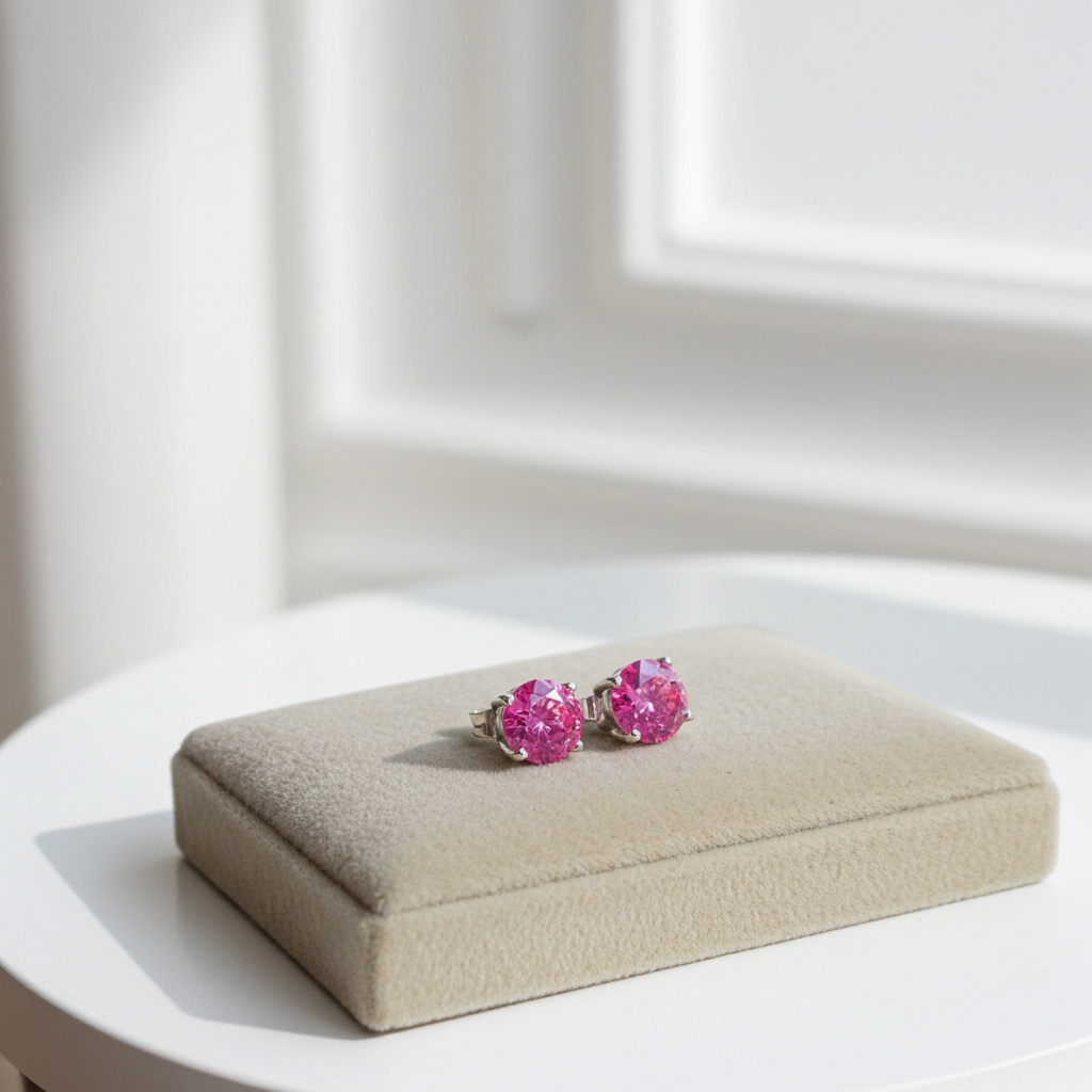 VVS1 1 CT Pink Moissanite Earrings 925 Sterling Silver