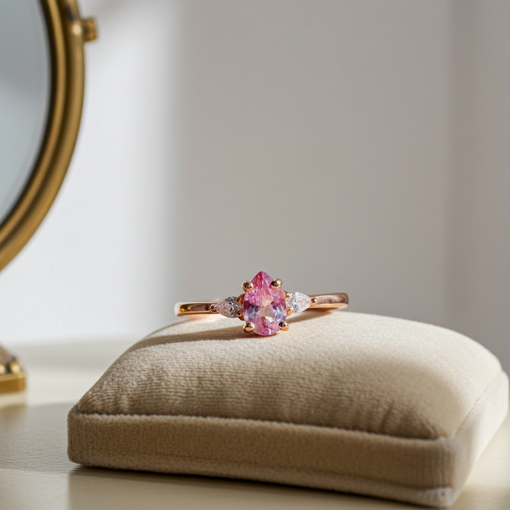 Dainty Alexandrite Ring Pear Cut 4x6mm