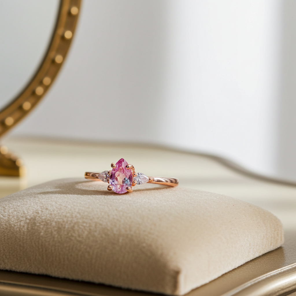 Dainty Alexandrite Ring Pear Cut 4x6mm