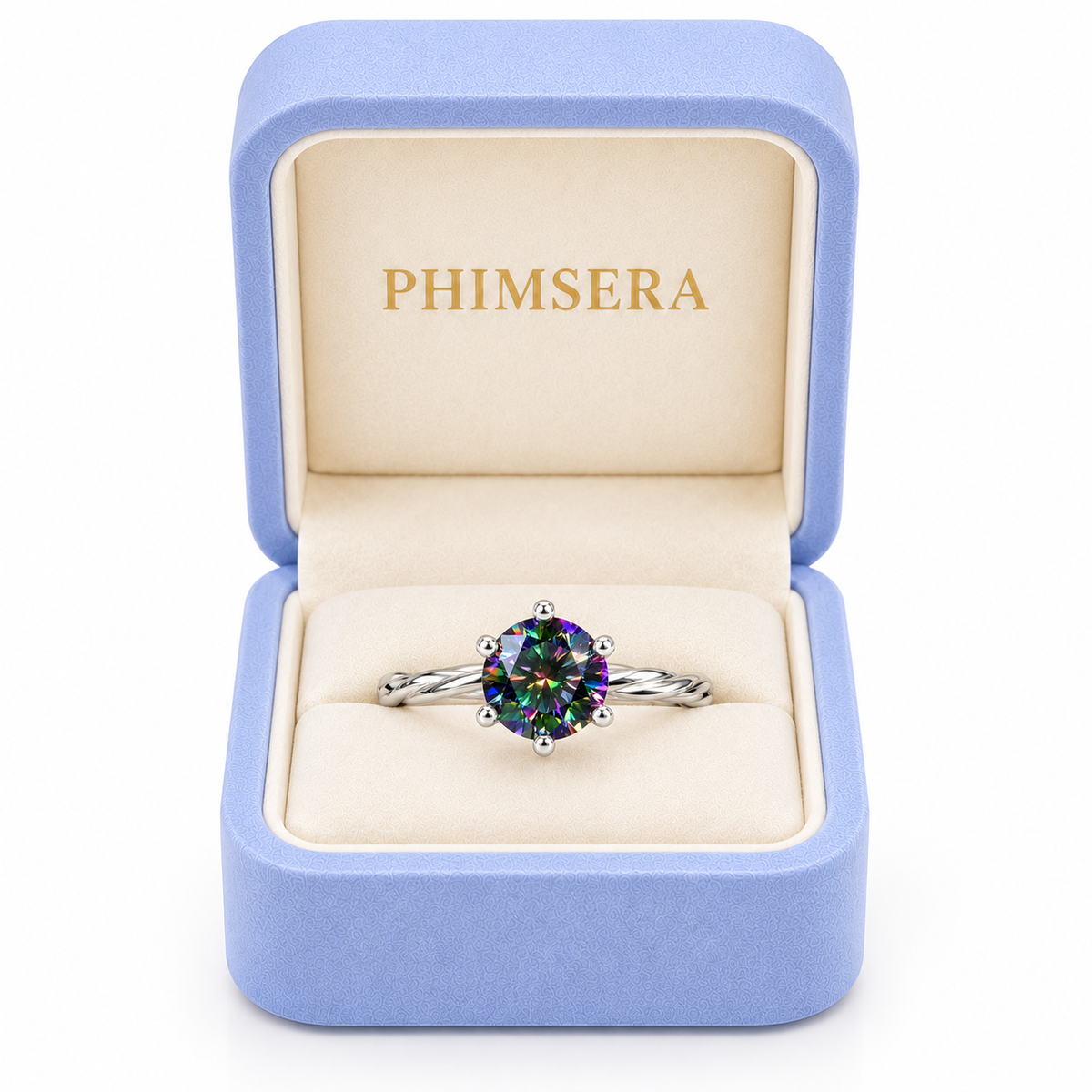 VVS1 1 CT Black Rainbow Moissanite Ring