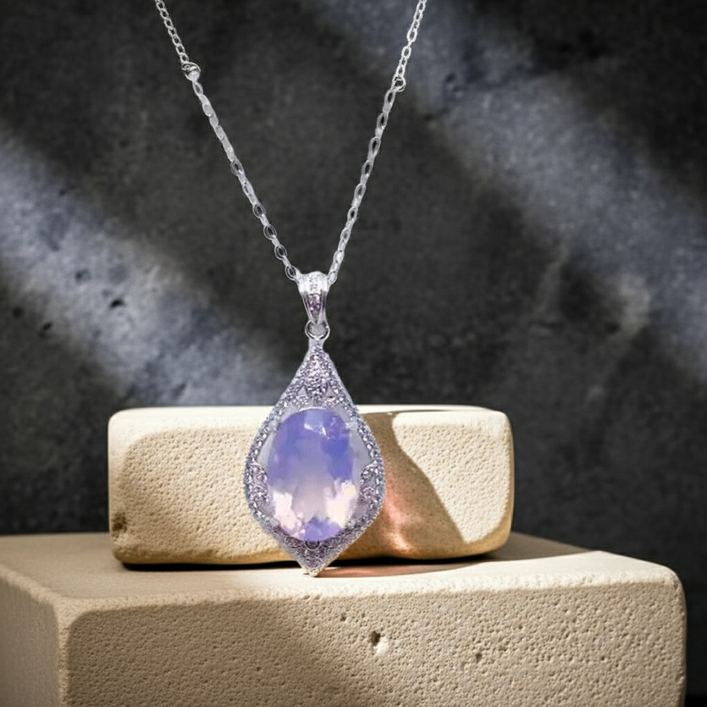 Lavender Amethyst Jewelry Set Ring and Pendant