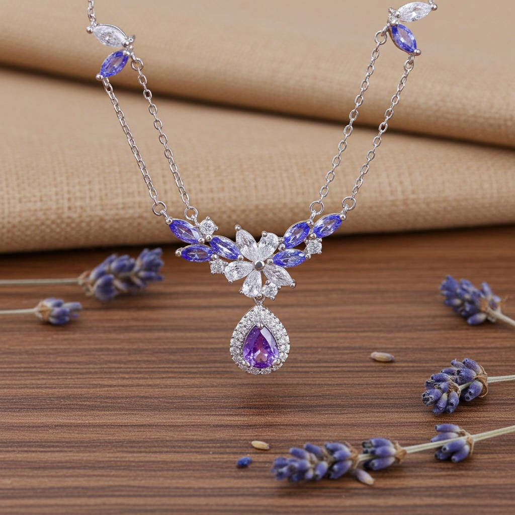 Purple Tanzanite and Amethyst Statement Necklace