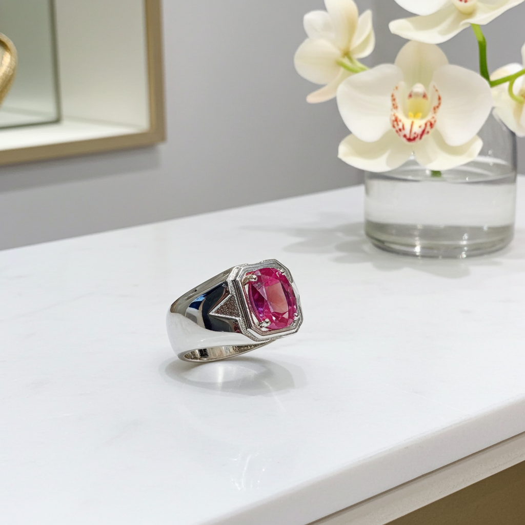 Mens Color Changing Lab Alexandrite Ring 6x8mm Oval Cut