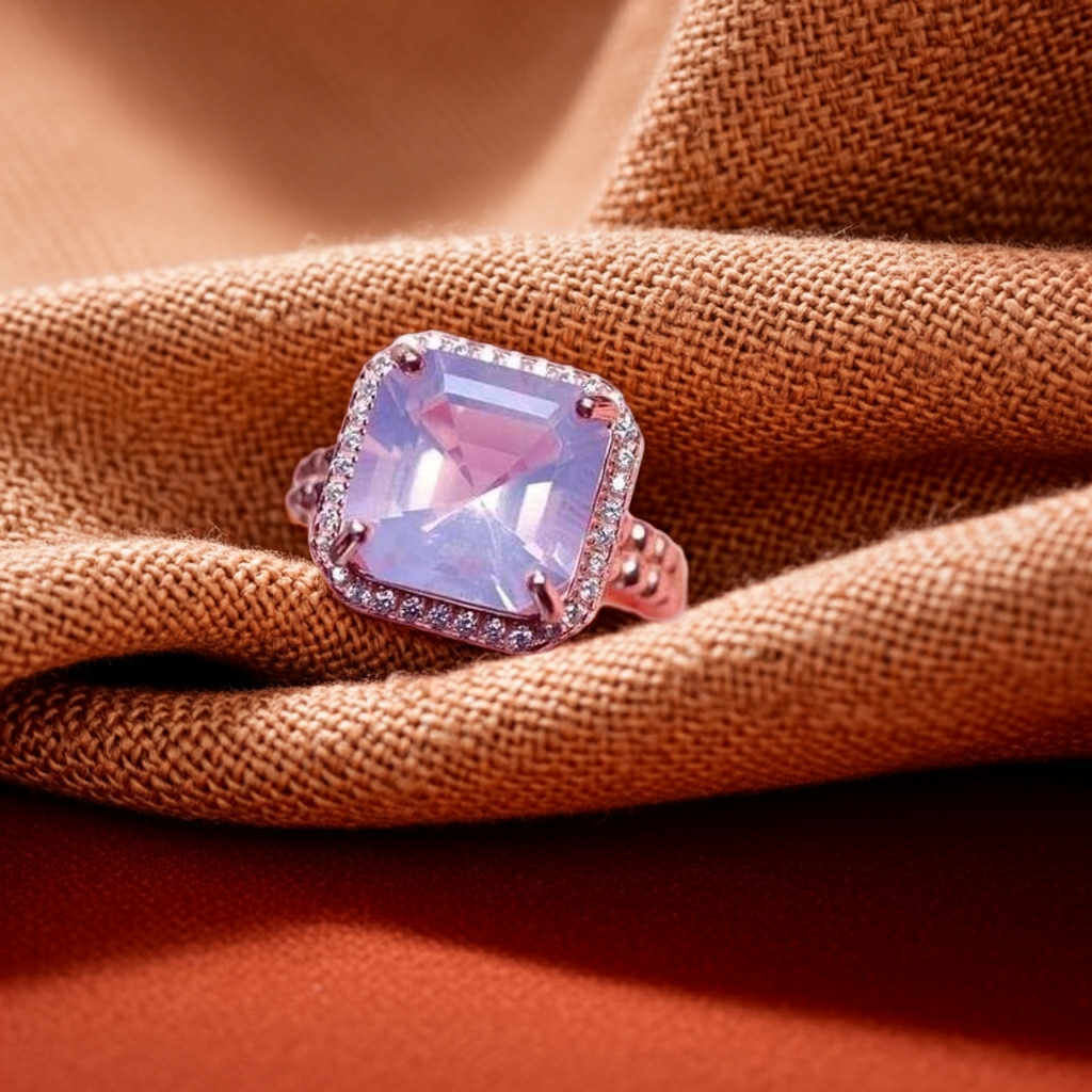 4CT Lavender Amethyst Cushion Cut Ring 925 Sterling Silver