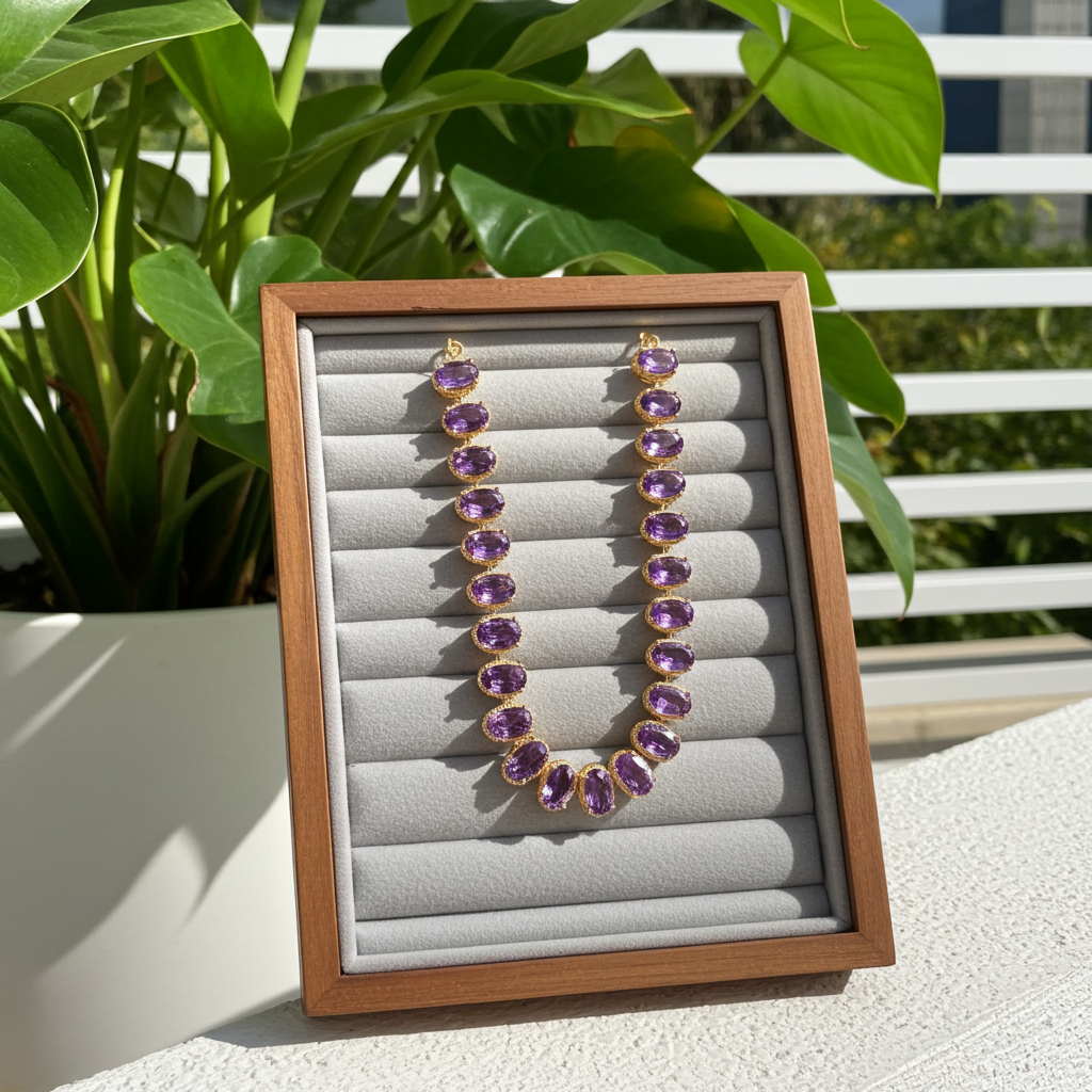 Natural Amethyst Tennis Bracelet 925 Sterling Silver VVS Grade 4x6mm