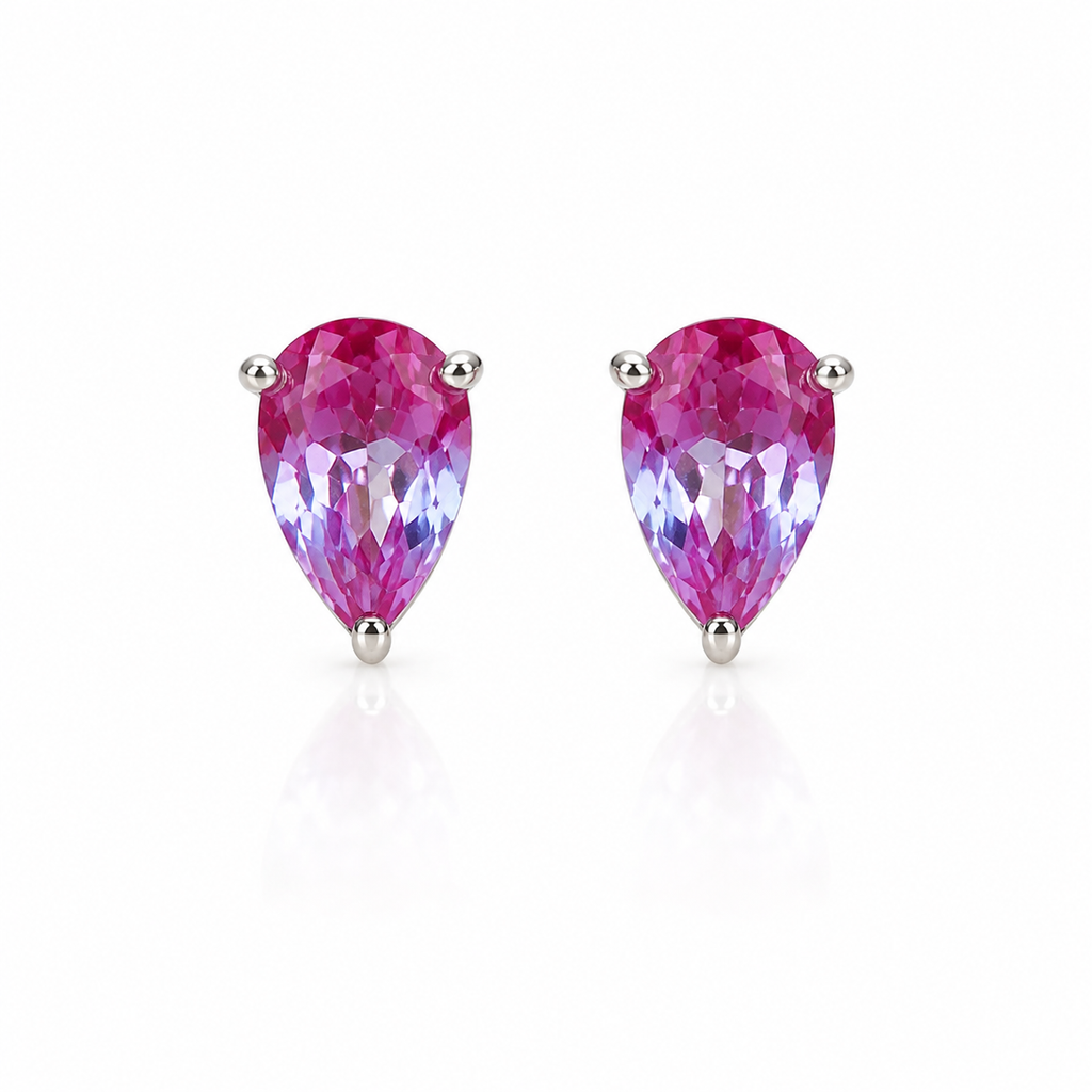 4x6mm pear cut lab created alexandrite stud earrings in 925 sterling silver