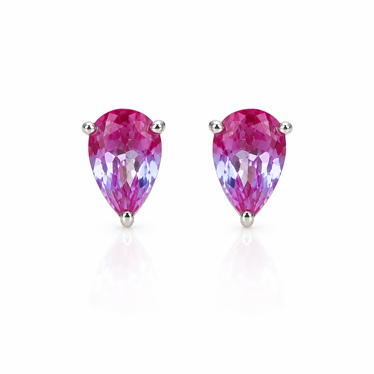 4x6mm pear cut lab created alexandrite stud earrings in 925 sterling silver