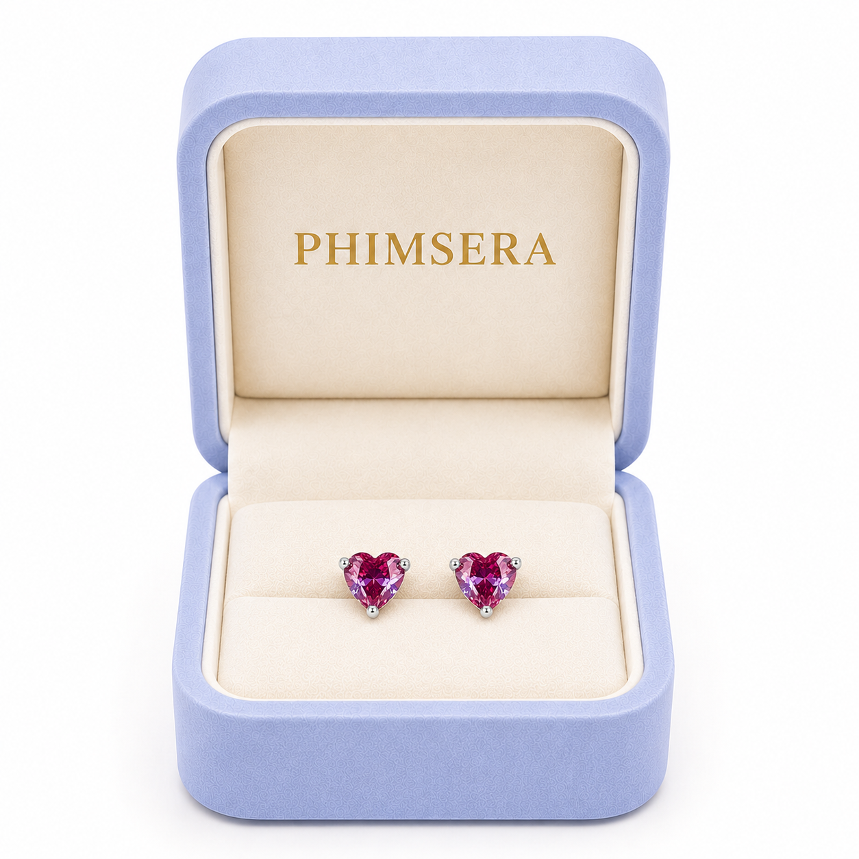 6mm Lab Alexandrite Heart Earrings Presented in Phimsera Jewelry Box