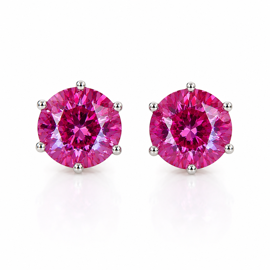 Pair of 6mm color changing lab created alexandrite heart stud earrings