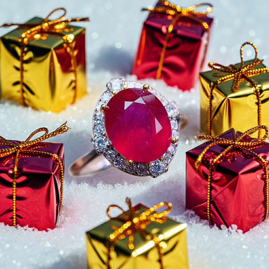 Large 8x10mm Natural Burma Ruby Ring, Ruby Cocktail Ring, Natural Ruby Ring