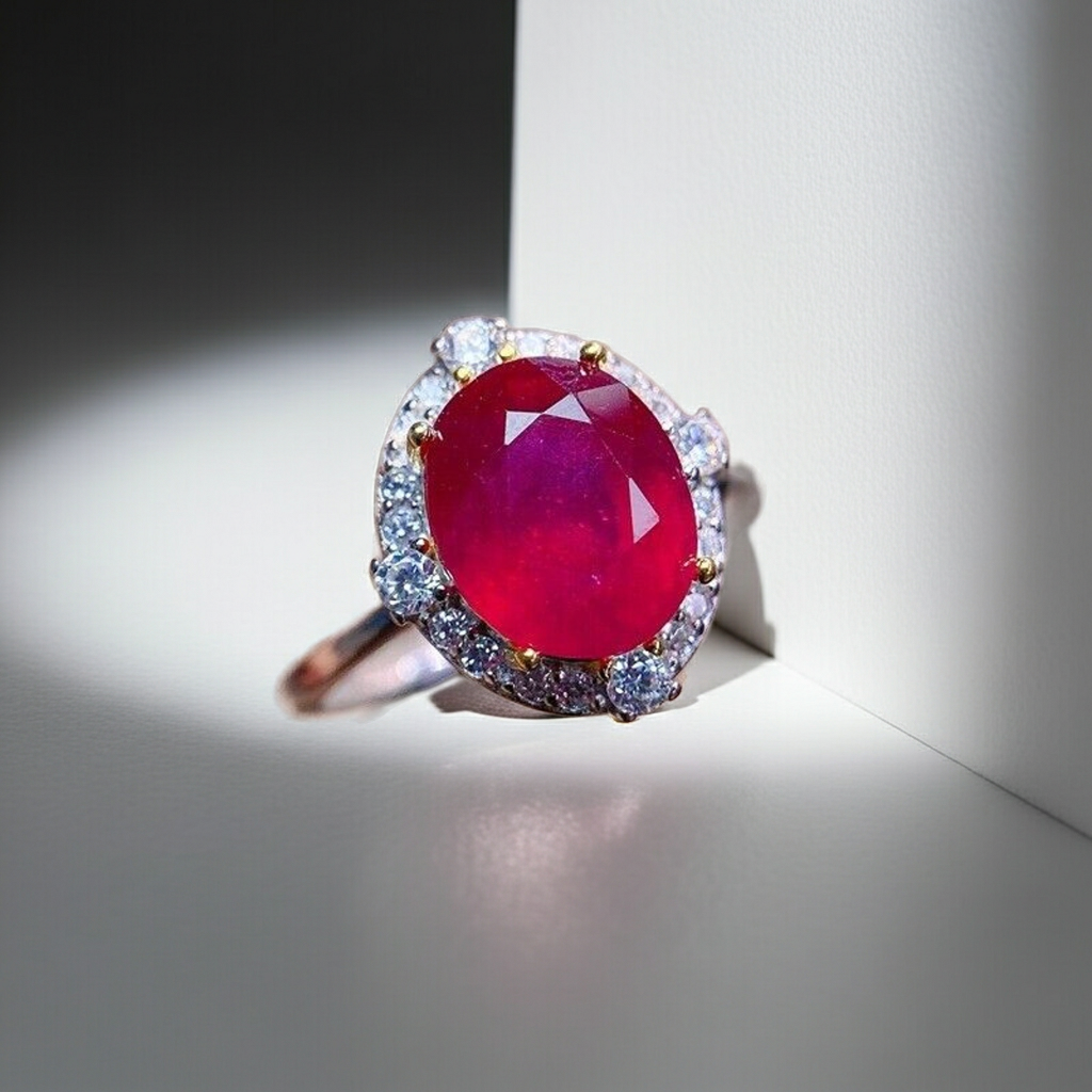 Large 8x10mm Natural Burma Ruby Ring, Ruby Cocktail Ring, Natural Ruby Ring