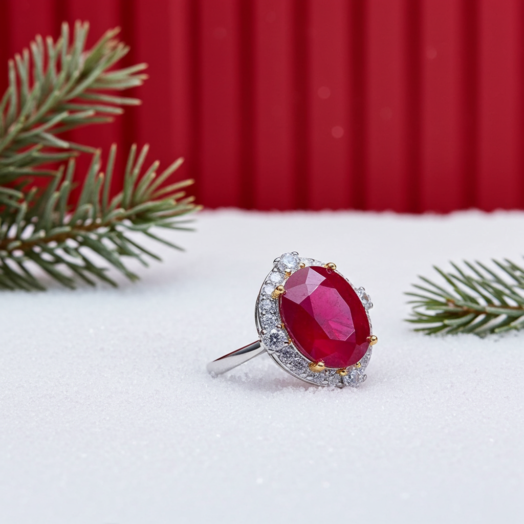 Large 8x10mm Natural Burma Ruby Ring, Ruby Cocktail Ring, Natural Ruby Ring