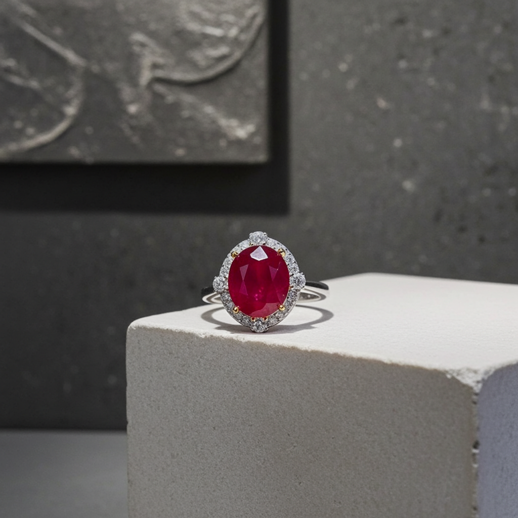 Large 8x10mm Natural Burma Ruby Ring, Ruby Cocktail Ring, Natural Ruby Ring