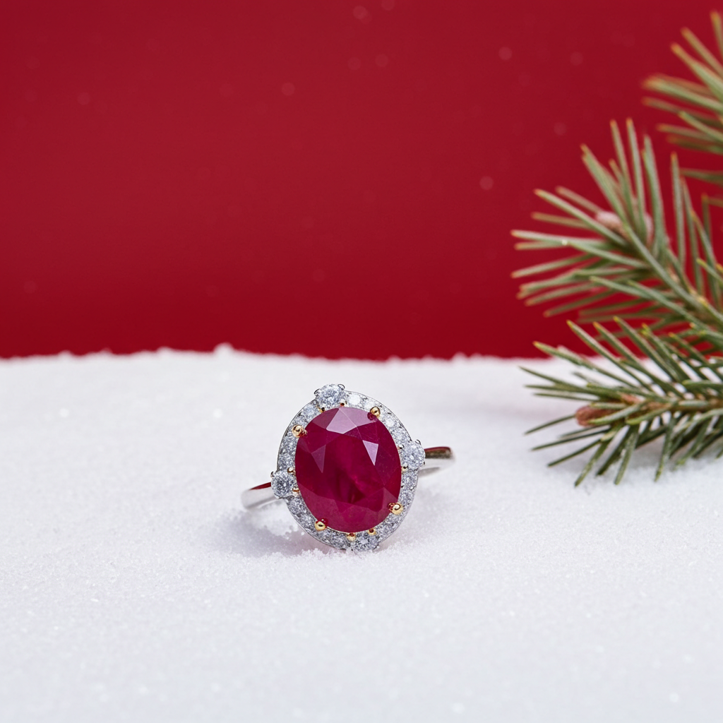 Large 8x10mm Natural Burma Ruby Ring, Ruby Cocktail Ring, Natural Ruby Ring