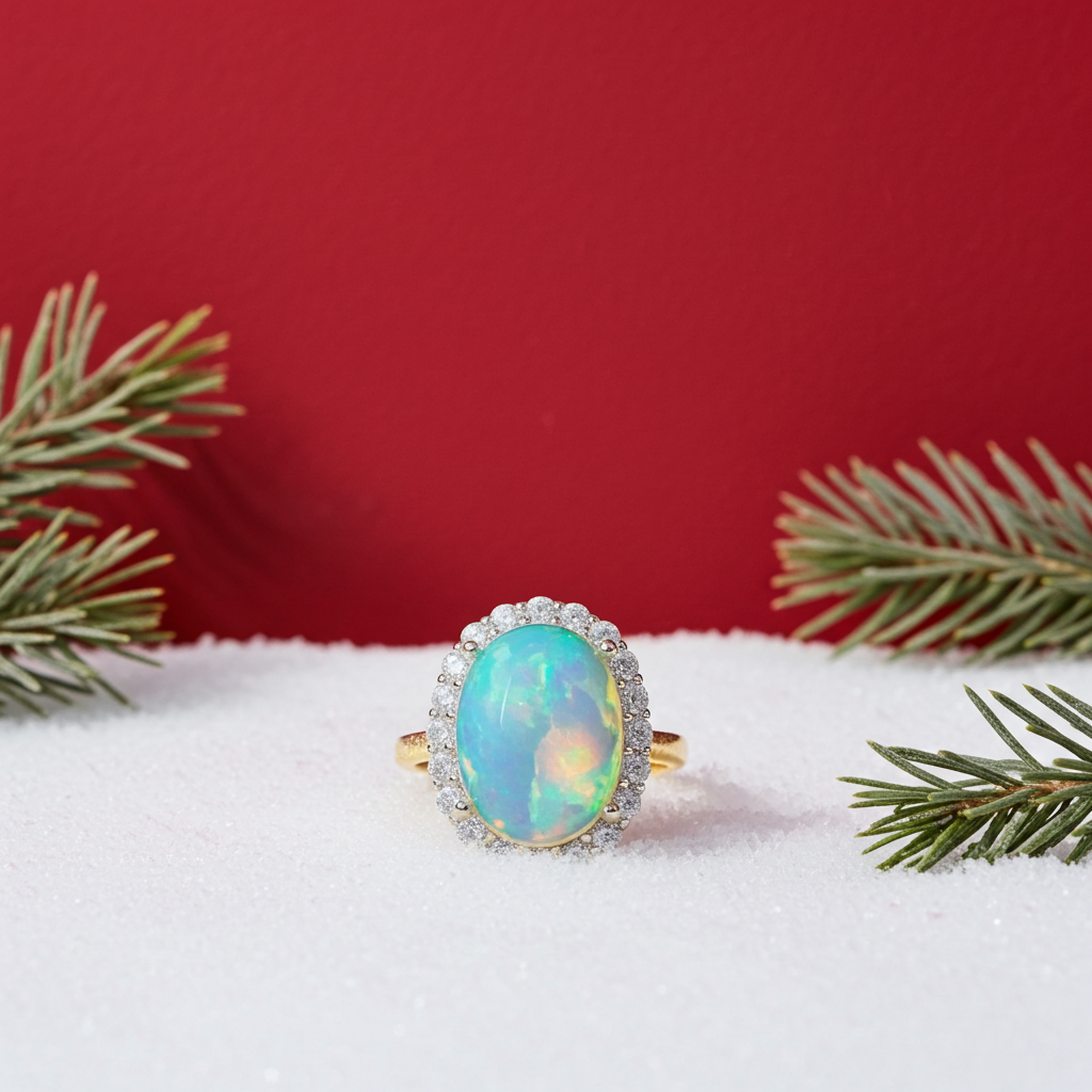 Large Fire Opal Statement Ring 10x14mm Sterling Silver