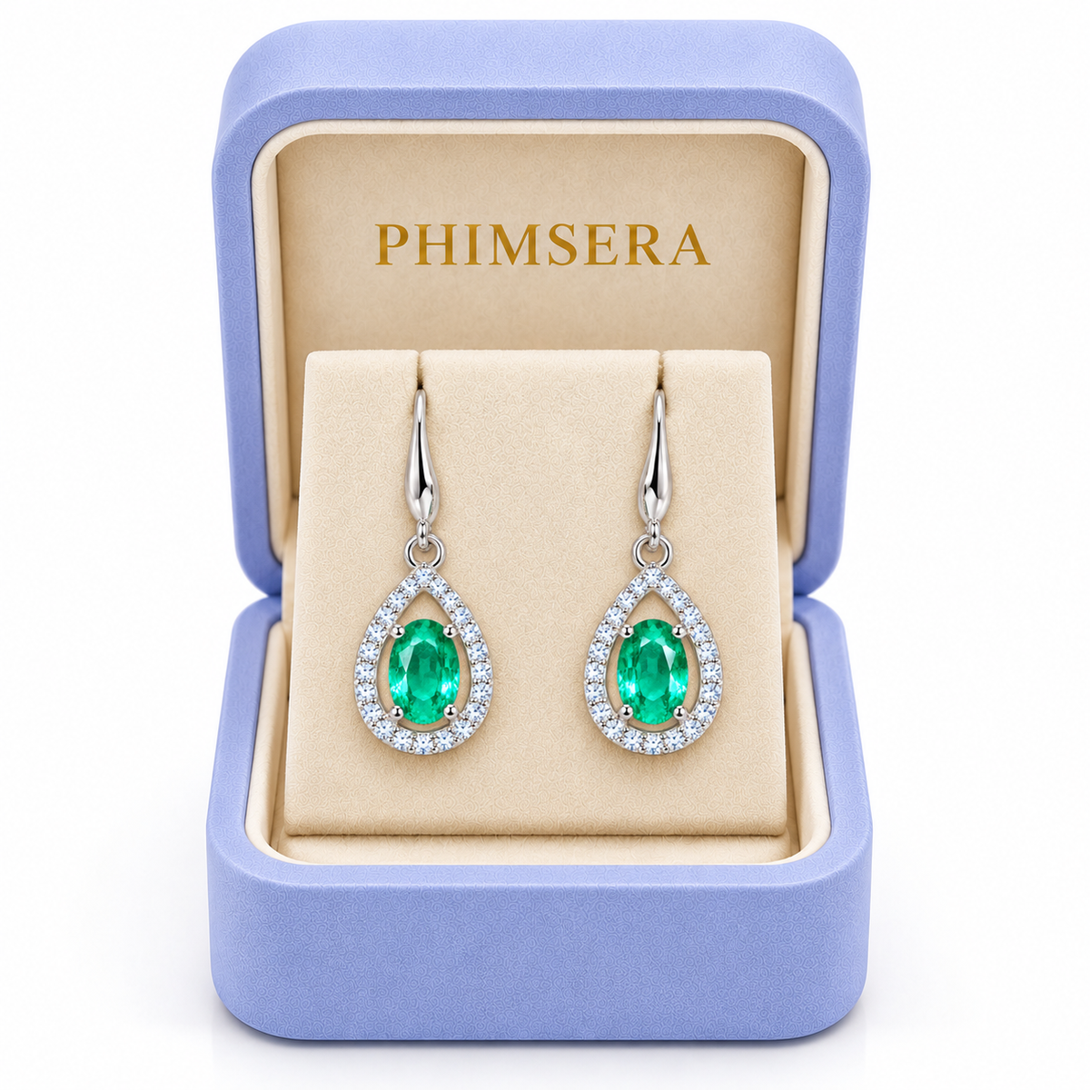 Genuine Colombian Emerald Dangle Earrings 4x6mm, Natural Emerald Earrings