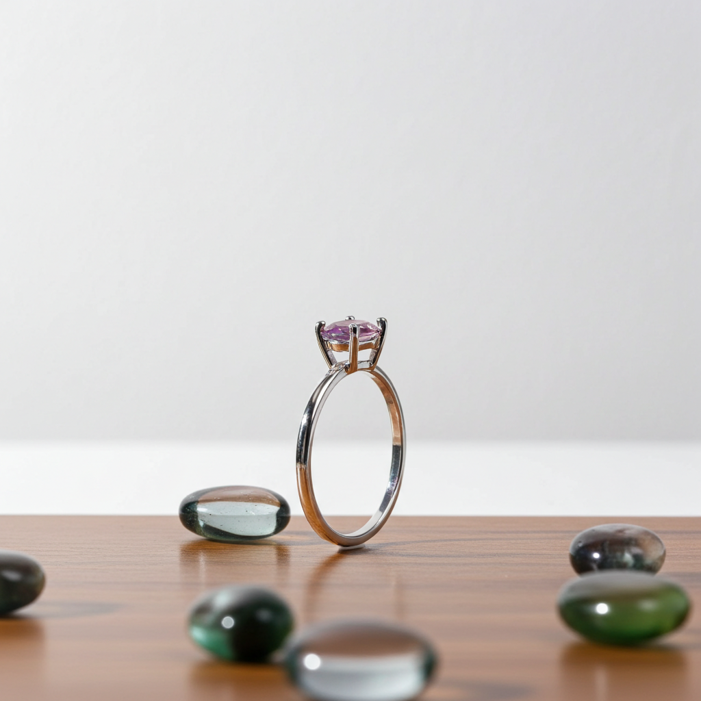 Lab Alexandrite Gemstone Ring VVS Grade Color Changing 4x6mm Sterling Silver